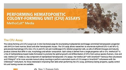 MethoCult™ Media for Performing Hematopoietic Colony-Forming Unit (CFU) Assays