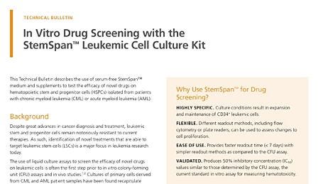 In Vitro Drug Screening with the StemSpan™ Leukemic Cell Culture Kit