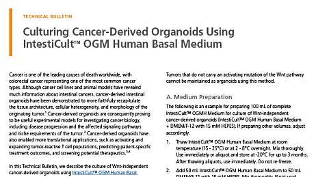 Culturing Cancer-Derived Organoids Using IntestiCult™ Organoid Growth Medium (Human)