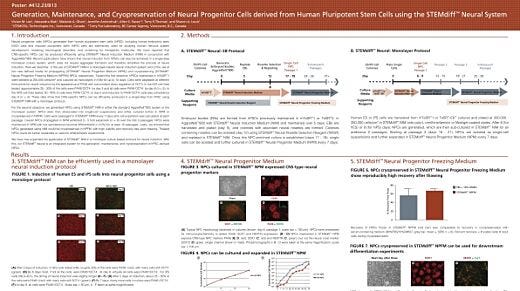Generation, Maintenance and Cryopreservation of Neural Progenitor Cells Derived from Human Pluripotent Stem Cells Using the STEMdiff&trade; Neural System
