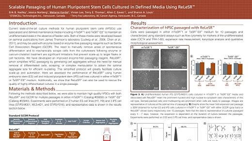 Scalable Passaging of Human Pluripotent Stem Cells Cultured in Defined Media Using ReLeSR&trade;