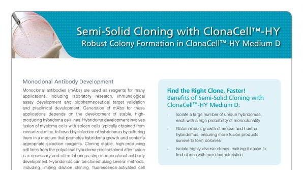 ClonaCell™-HY Medium D for Robust Colony Formation During Semi-Solid Cloning