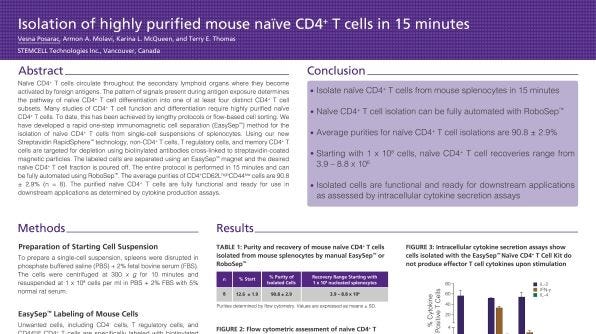 Immunomagnetic Cell Isolation of Highly Purified Mouse Naïve CD4+ T Cells in 15 Minutes