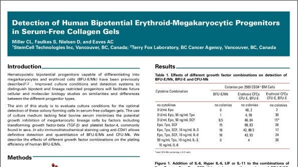 Detection of Human Bipotential Erythroid-Megakaryocytic Progenitors in Serum-Free Collagen Gels