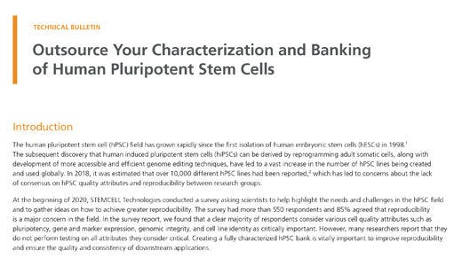 Outsource Your Characterization and Banking of Human Pluripotent Stem Cells