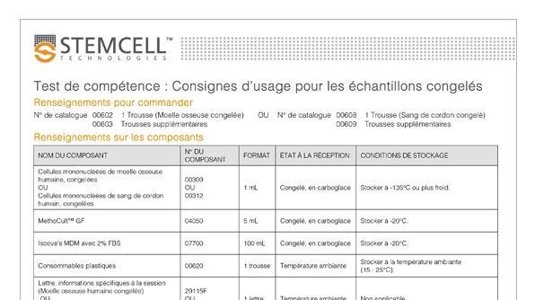 Worksheet for Proficiency Testing with Frozen Samples (French)