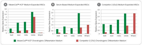 MesenCult™-ACF Chondrogenic Differentiation Medium Induces Stronger and More Sustained Chondrogenic Transcript Expression Compared to Competitor Media