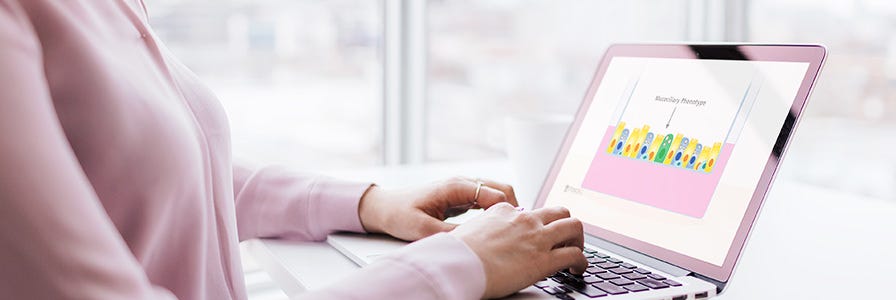 Woman taking the on-demand pulmonary course on her laptop.
