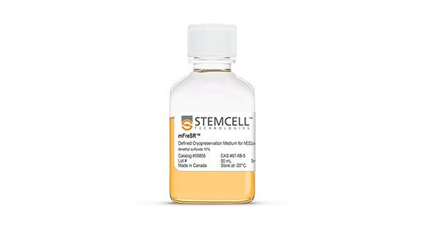 A bottle of mFreSR™ cryopreservation media.
